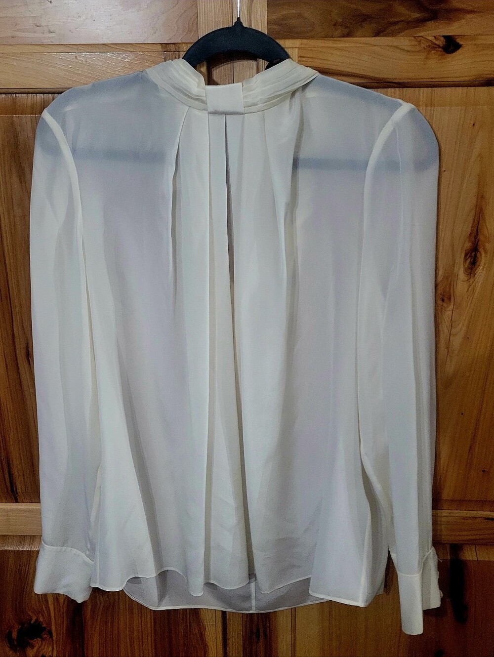 Alice + Olivia Off White Long-Sleeve Pleated Blouse New With Tag Sz Xl